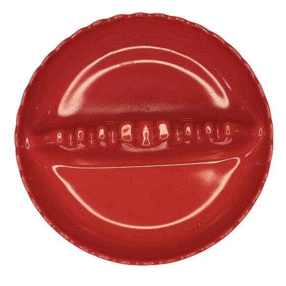 Vintage Melamine Red Ashtray Ruffled Edges Made In Taiwan 6" - Picture 3 of 5